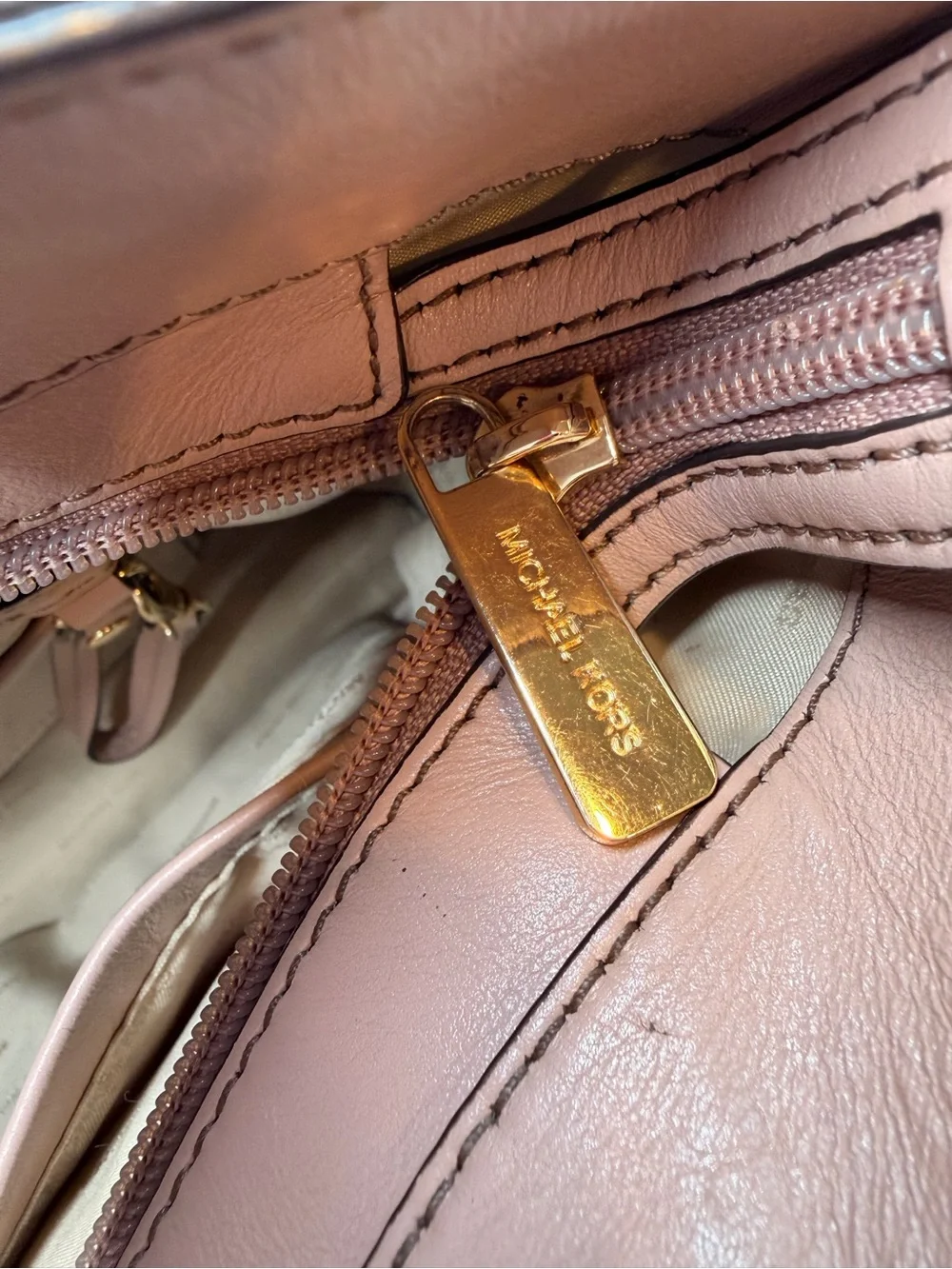 Michael Kors Brown Logo Tote with Light Tan Handles